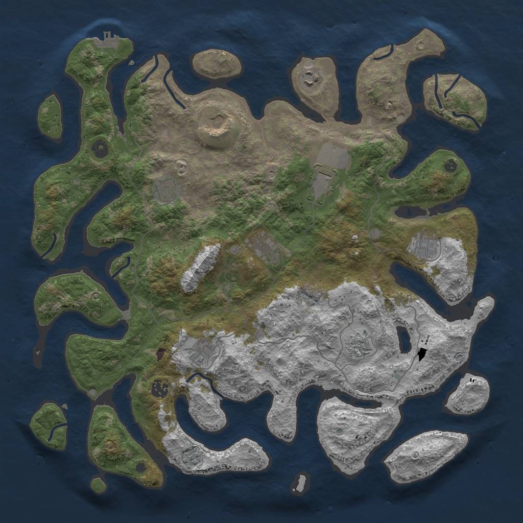 Rust Map: Procedural Map, Size: 4500, Seed: 123420, 14 Monuments