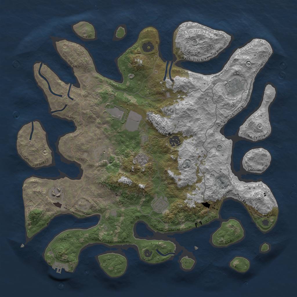 Rust Map: Procedural Map, Size: 4000, Seed: 67985350, 11 Monuments