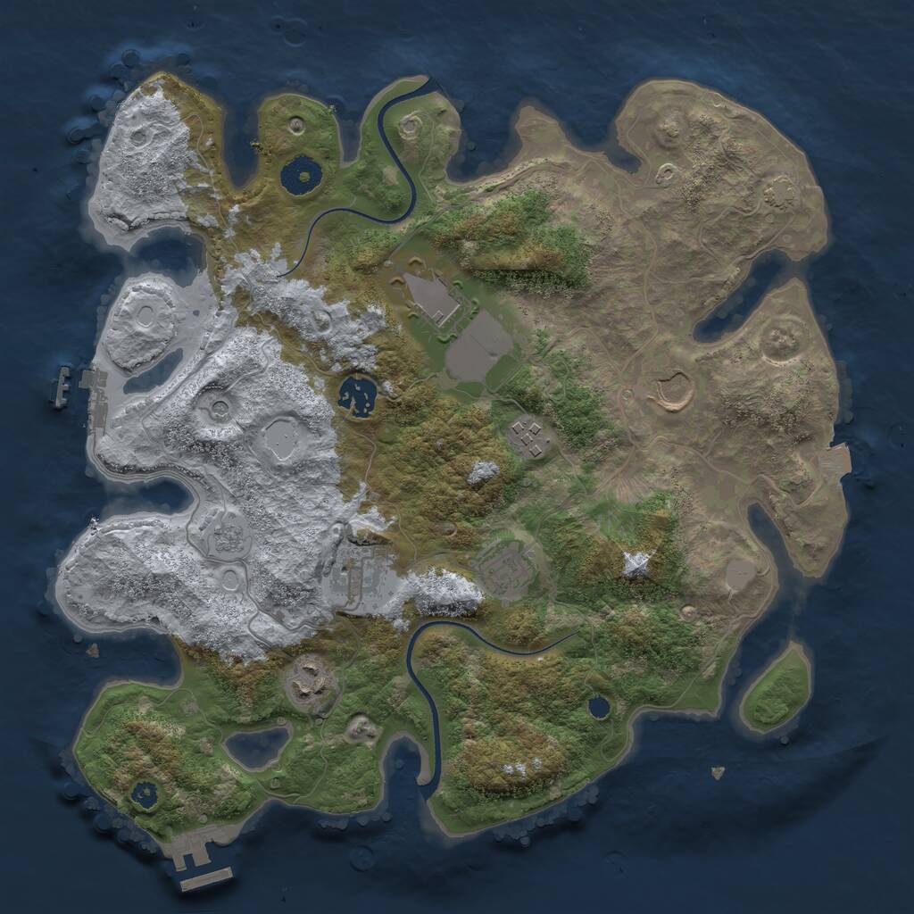 Rust Map: Procedural Map, Size: 3500, Seed: 94101, 13 Monuments