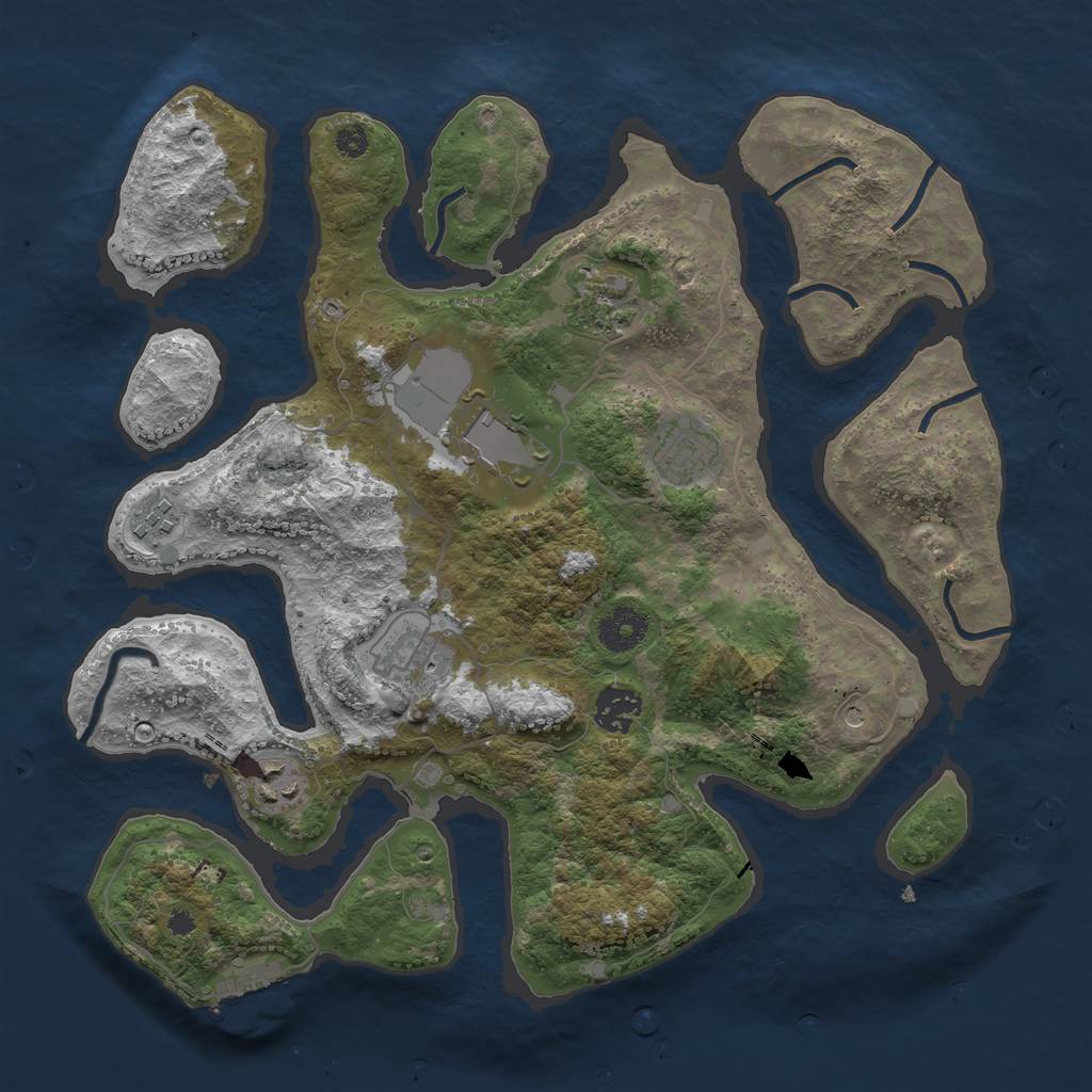 Rust Map: Procedural Map, Size: 3500, Seed: 94101, 11 Monuments