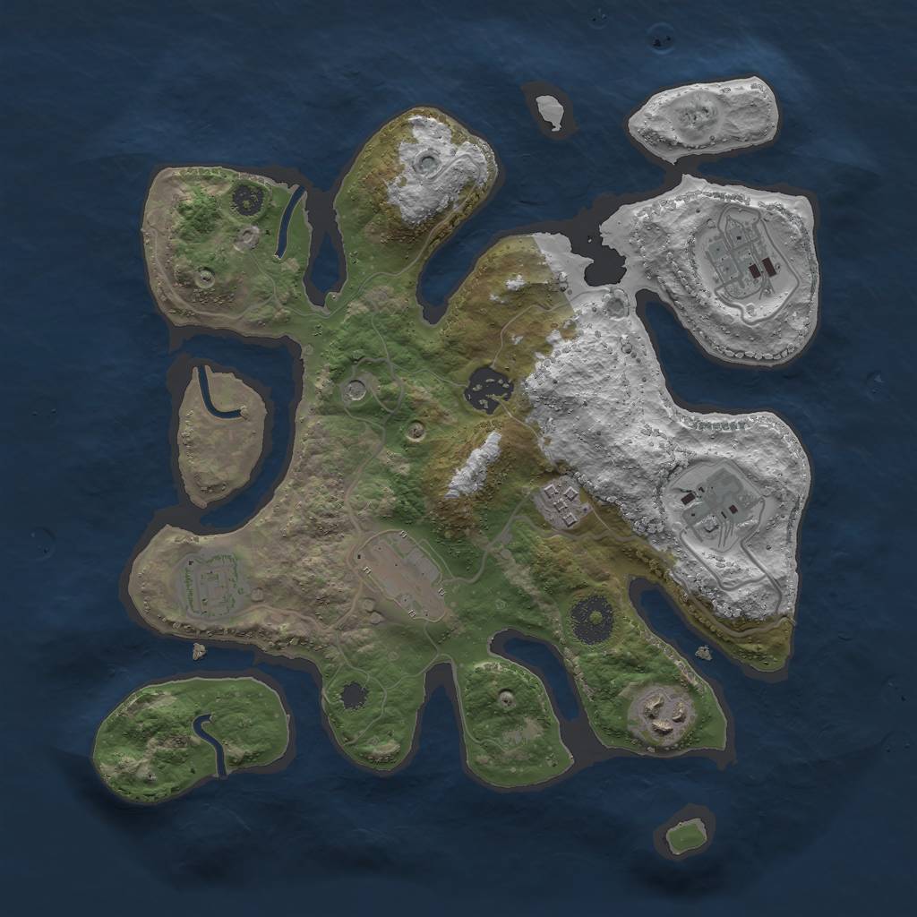 Rust Map: Procedural Map, Size: 3000, Seed: 50086406, 10 Monuments