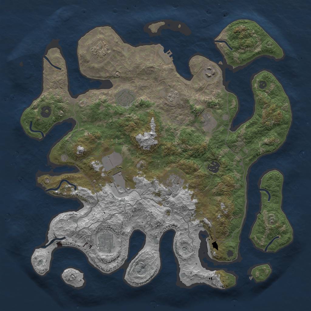 Rust Map: Procedural Map, Size: 4000, Seed: 24568, 13 Monuments