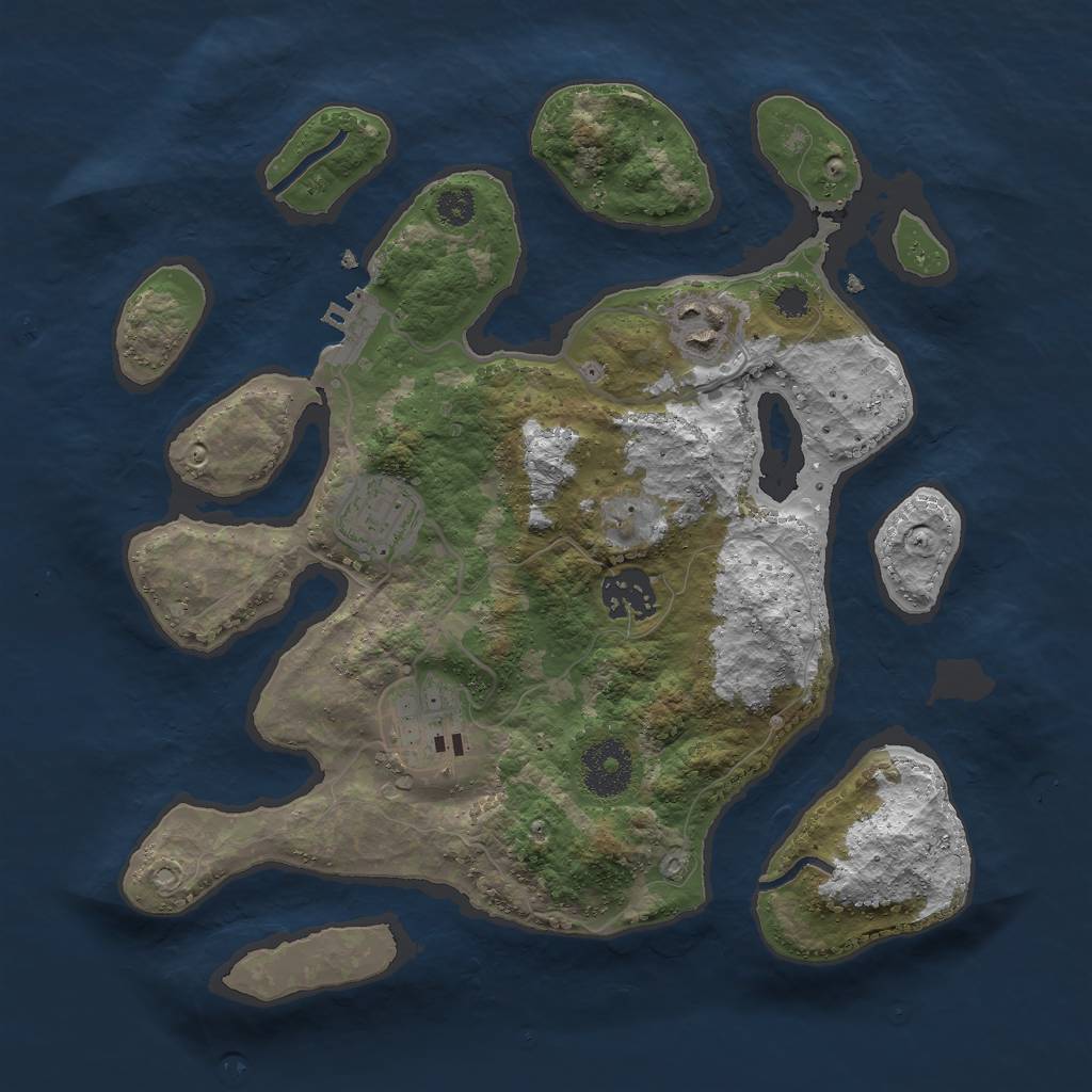 Rust Map: Procedural Map, Size: 3000, Seed: 6534234, 7 Monuments