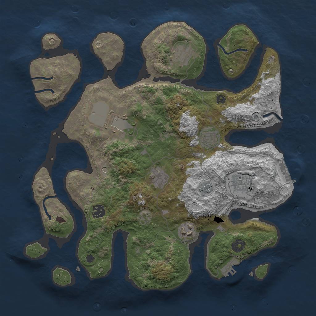 Rust Map: Procedural Map, Size: 3500, Seed: 1870428635, 16 Monuments