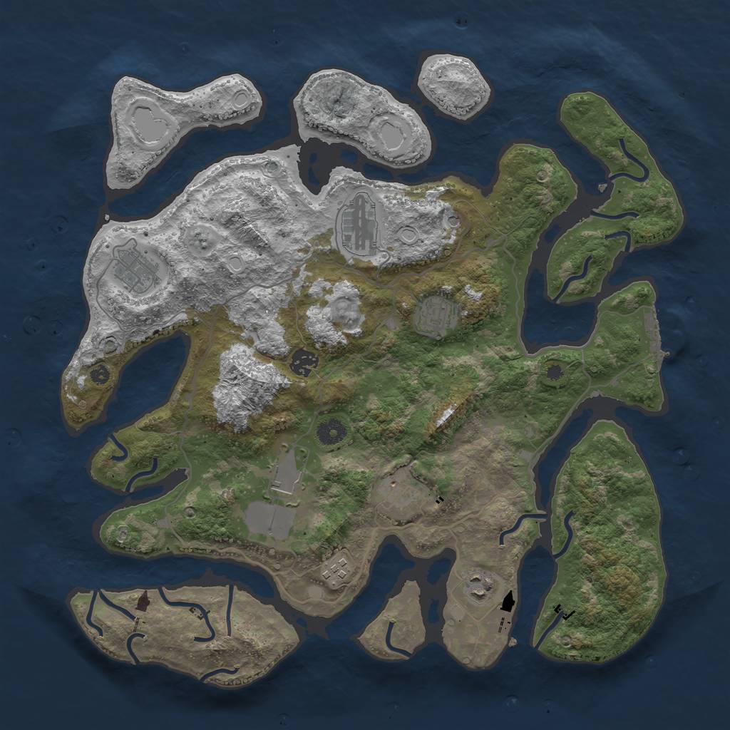 Rust Map: Procedural Map, Size: 4000, Seed: 651453035, 15 Monuments