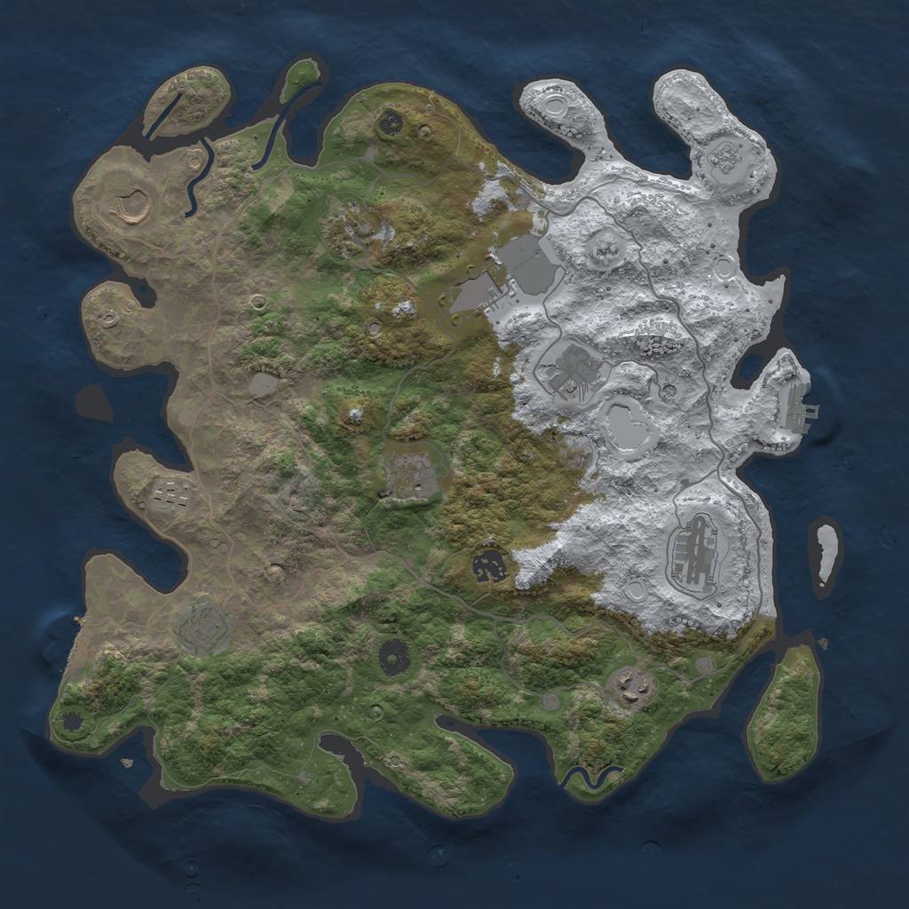 Rust Map: Procedural Map, Size: 4000, Seed: 1379027582, 19 Monuments