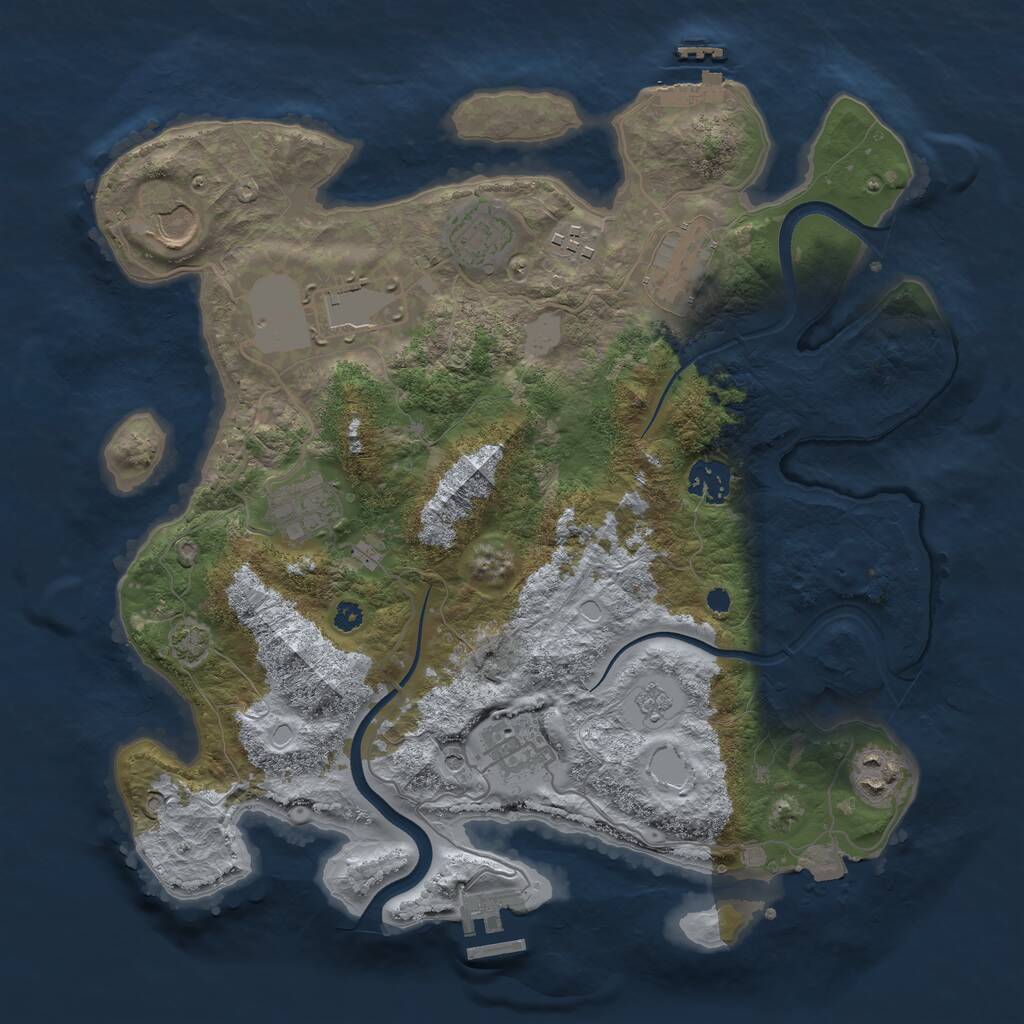 Rust Map: Procedural Map, Size: 3500, Seed: 98213791, 15 Monuments