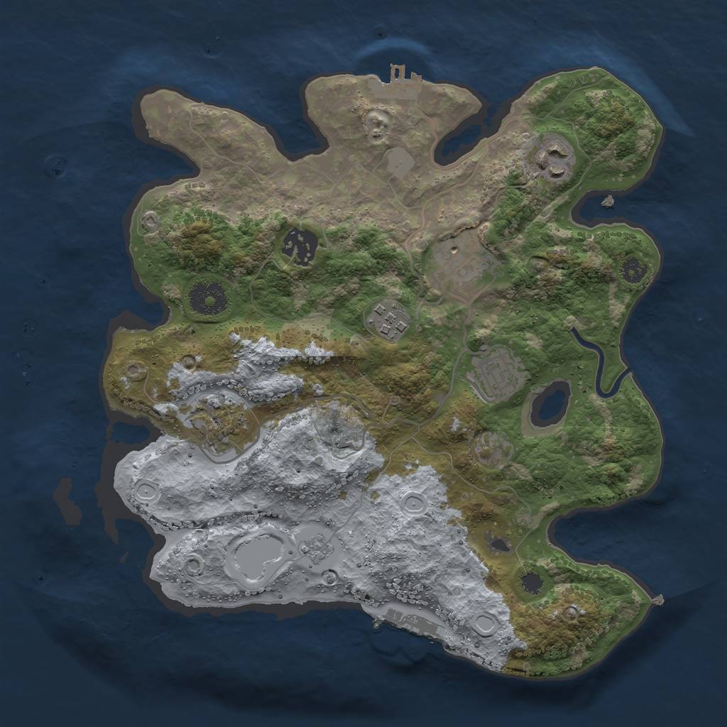 Rust Map: Procedural Map, Size: 3000, Seed: 1543565443, 12 Monuments