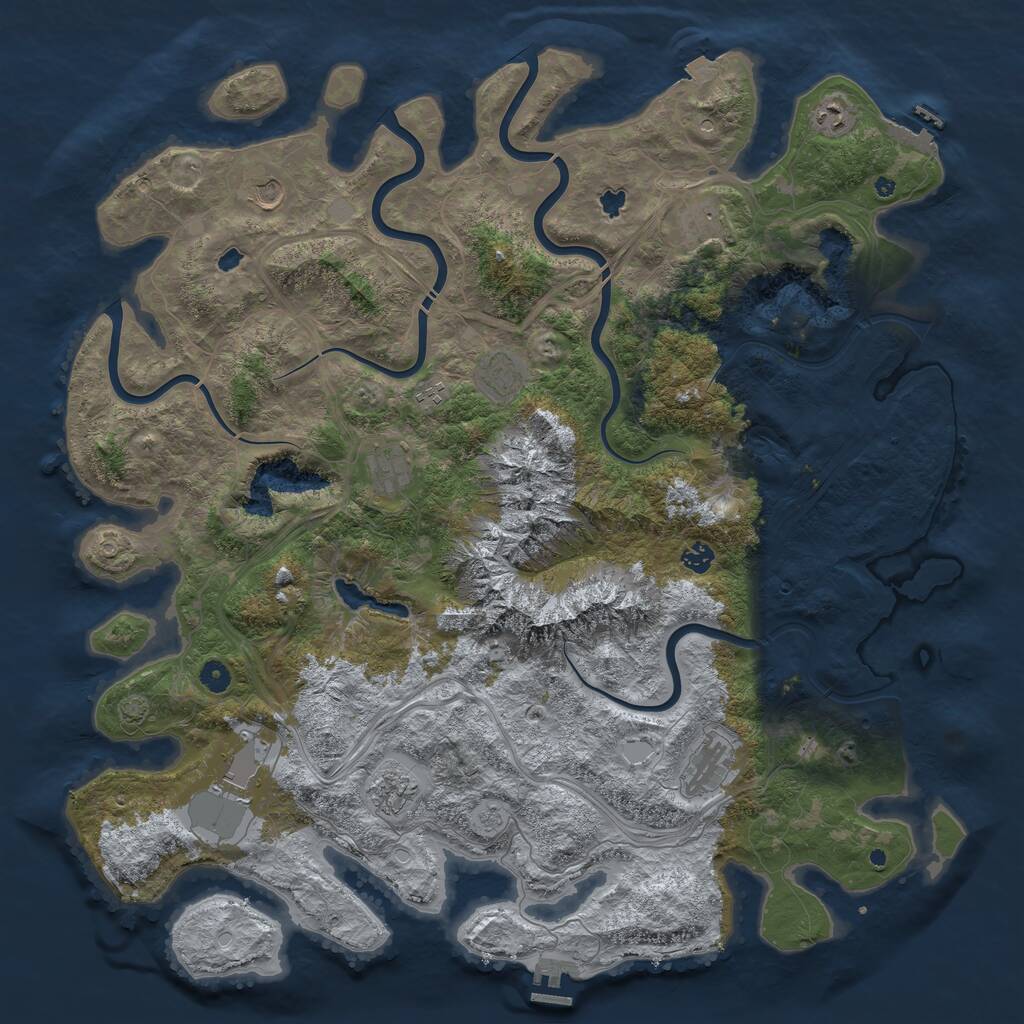 Rust Map: Procedural Map, Size: 5000, Seed: 987225, 16 Monuments