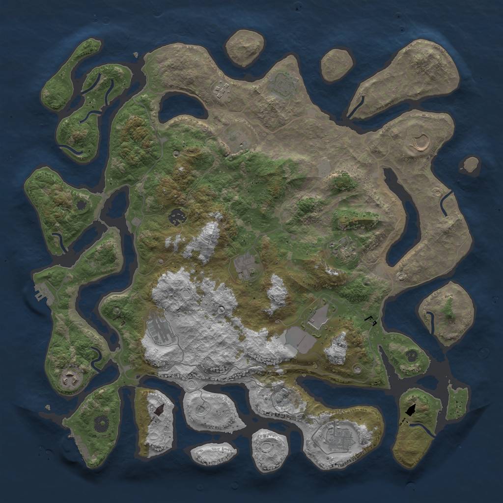 Rust Map: Procedural Map, Size: 4500, Seed: 782302849, 19 Monuments