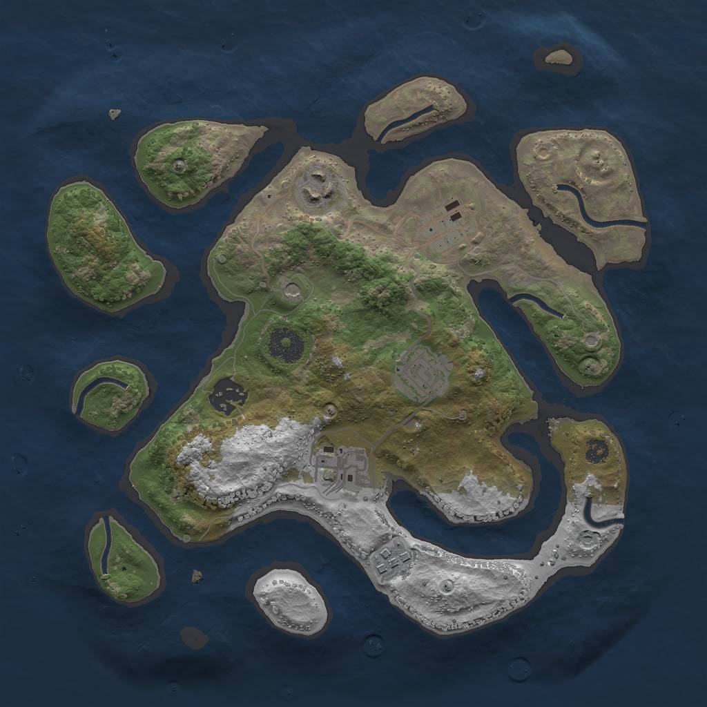 Rust Map: Procedural Map, Size: 3000, Seed: 929923474, 9 Monuments