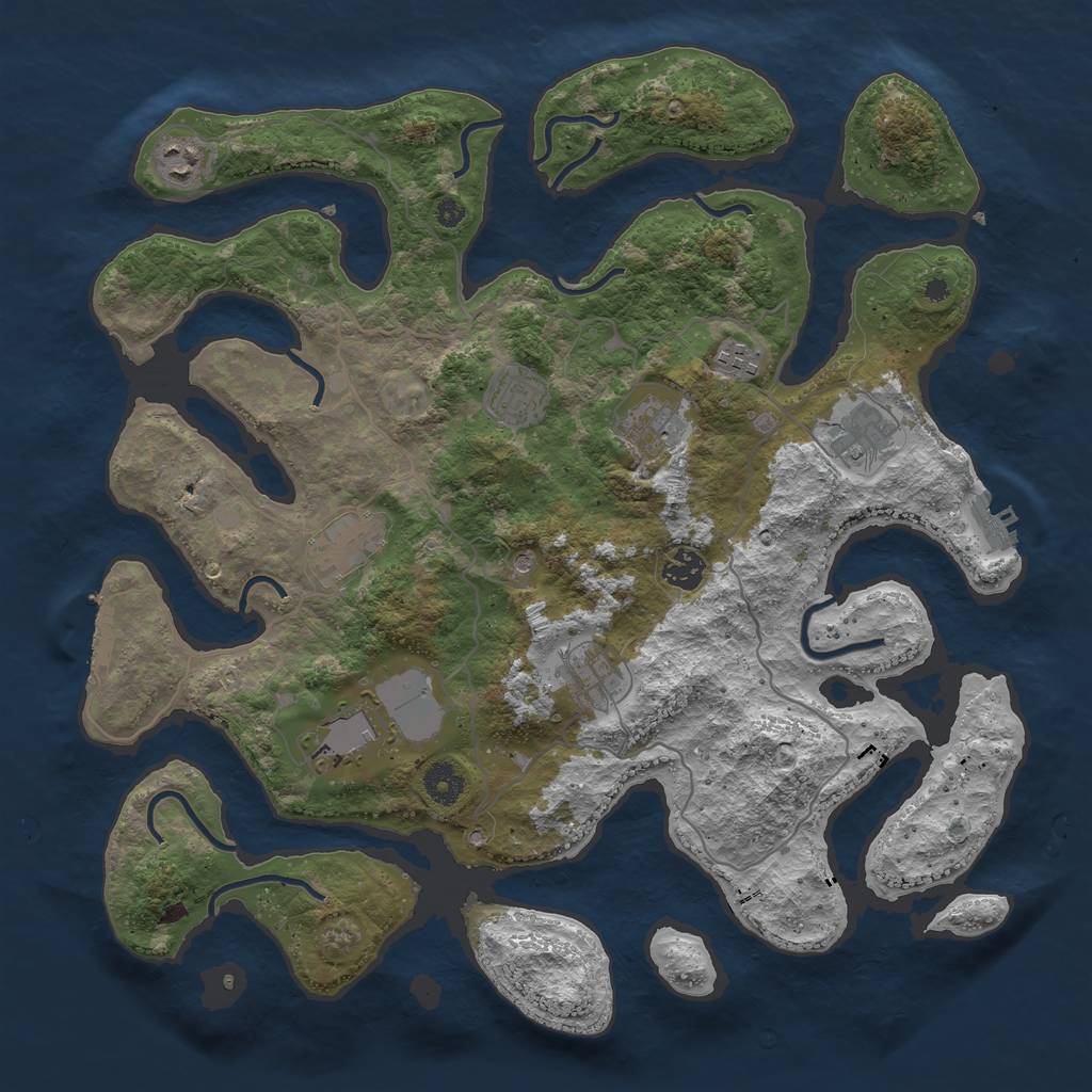 Rust Map: Procedural Map, Size: 4000, Seed: 1081102065, 14 Monuments