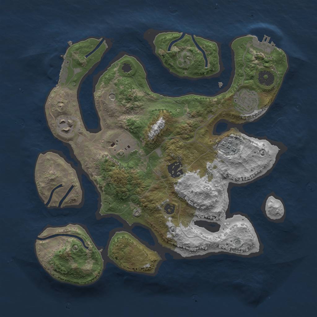 Rust Map: Procedural Map, Size: 3000, Seed: 35411, 10 Monuments