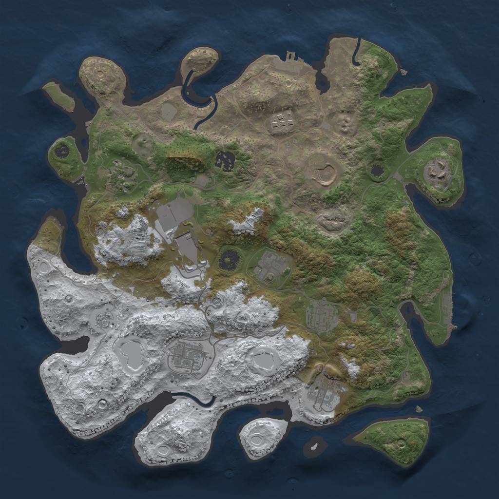 Rust Map: Procedural Map, Size: 3600, Seed: 574703073, 19 Monuments