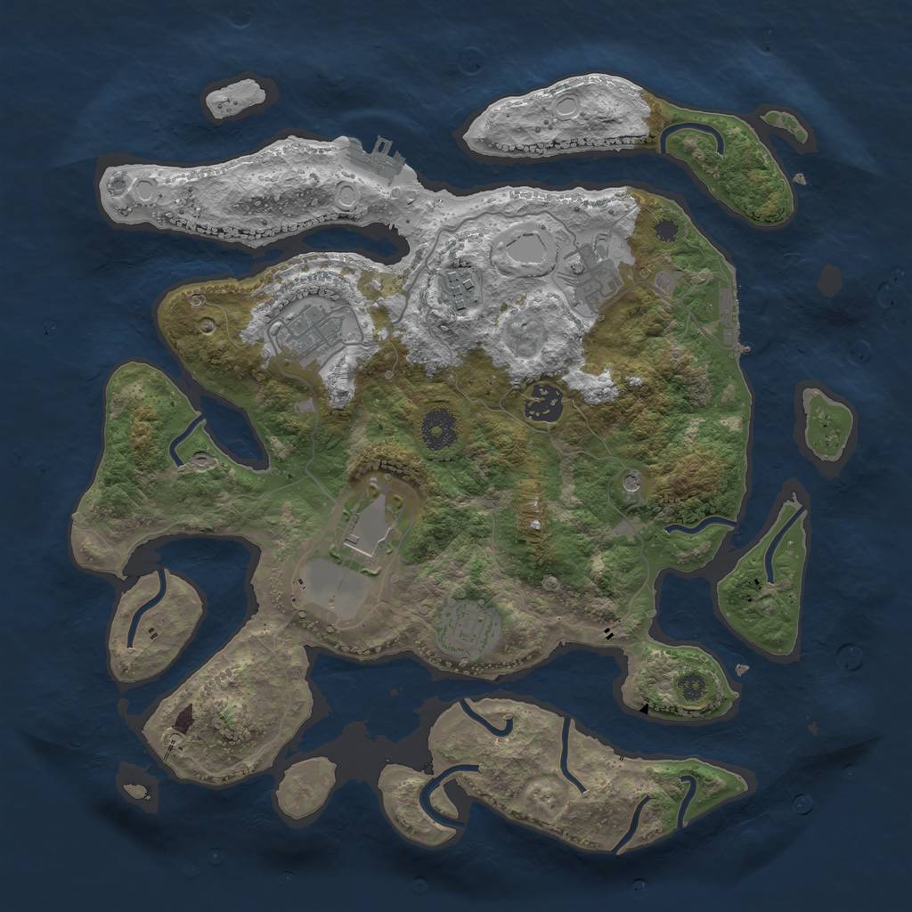 Rust Map: Procedural Map, Size: 3500, Seed: 60630, 14 Monuments