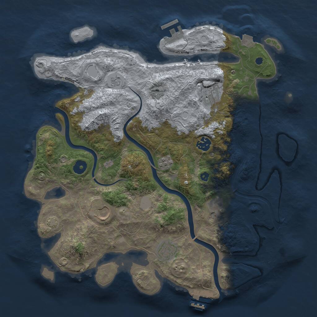 Rust Map: Procedural Map, Size: 3500, Seed: 60630, 11 Monuments