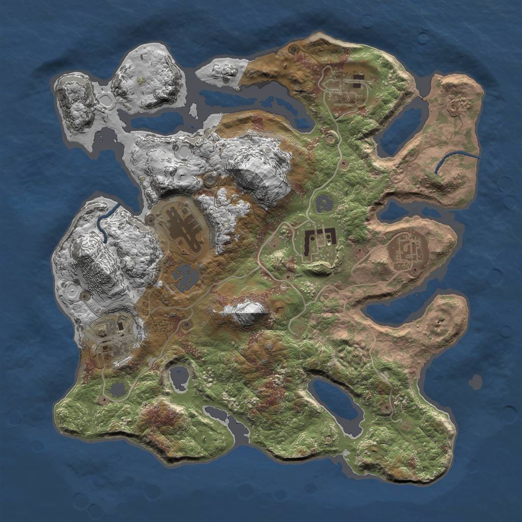 Rust Map: Procedural Map, Size: 3000, Seed: 789451324, 10 Monuments