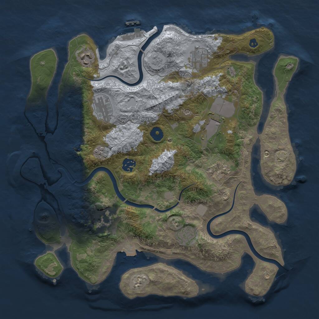 Rust Map: Procedural Map, Size: 3600, Seed: 123442, 14 Monuments