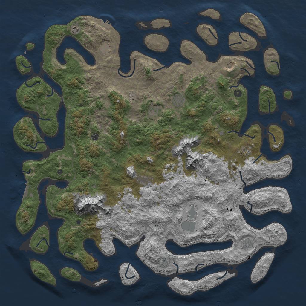 Rust Map: Procedural Map, Size: 6000, Seed: 1357831, 19 Monuments