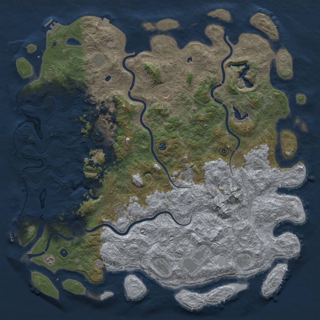 Rust Map: Procedural Map, Size: 6000, Seed: 1357831, 17 Monuments