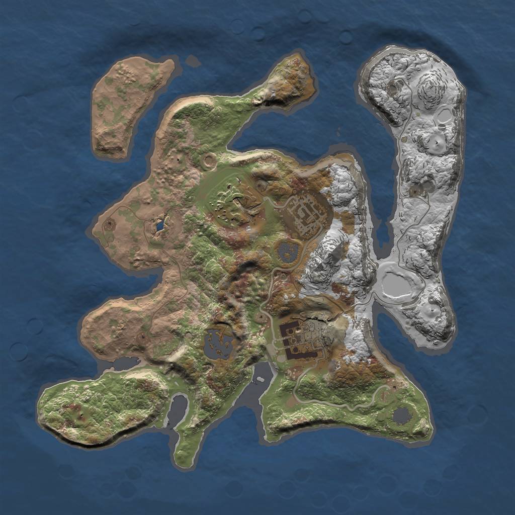 Rust Map: Procedural Map, Size: 2500, Seed: 1867496978, 8 Monuments