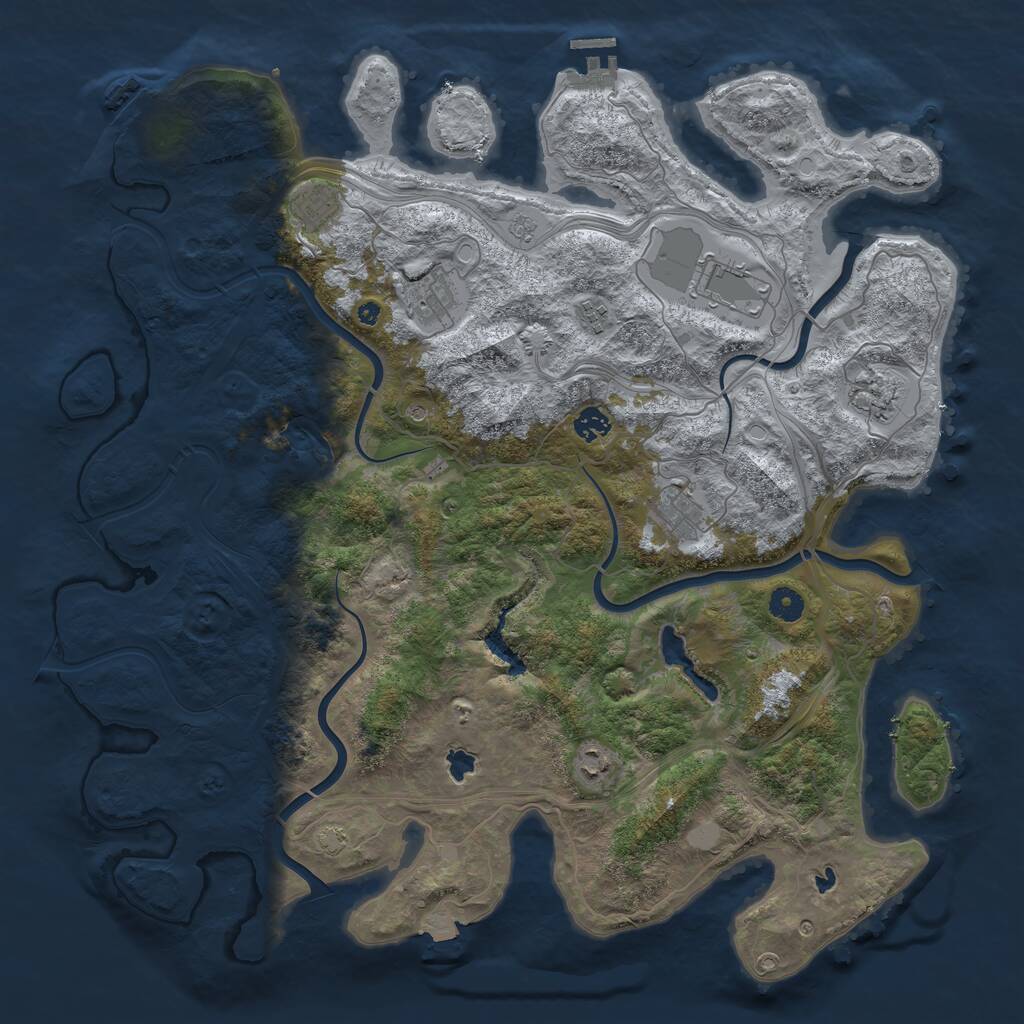 Rust Map: Procedural Map, Size: 4500, Seed: 124582034, 14 Monuments