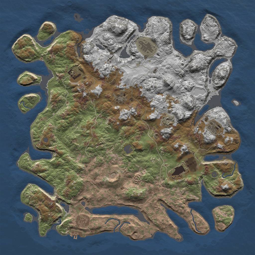 Rust Map: Procedural Map, Size: 4500, Seed: 124582034, 14 Monuments