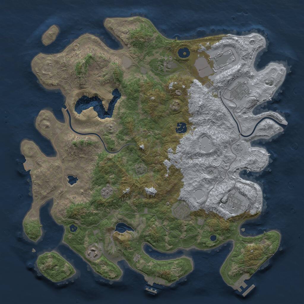 Rust Map: Procedural Map, Size: 4000, Seed: 2666, 14 Monuments