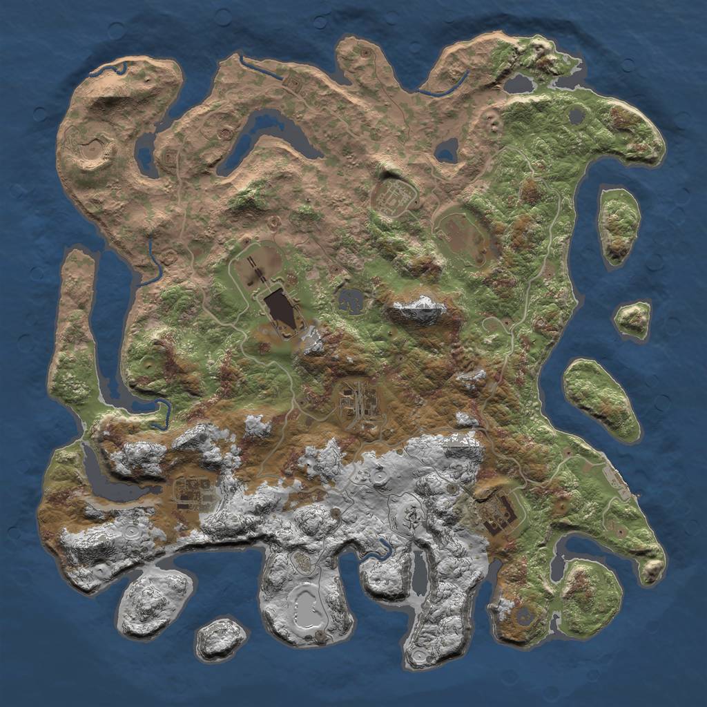 Rust Map: Procedural Map, Size: 4000, Seed: 8865, 13 Monuments