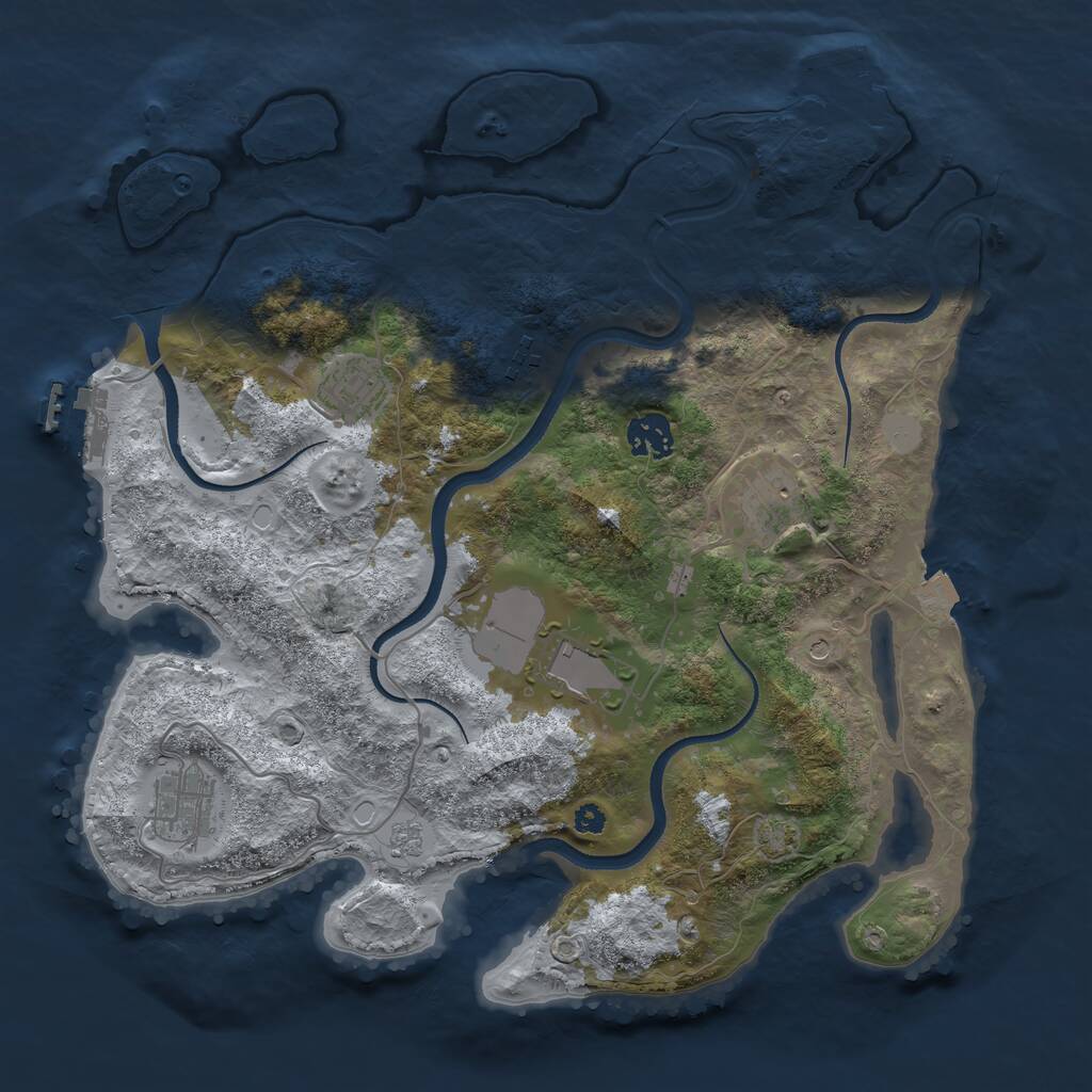 Rust Map: Procedural Map, Size: 3500, Seed: 1075621760, 12 Monuments