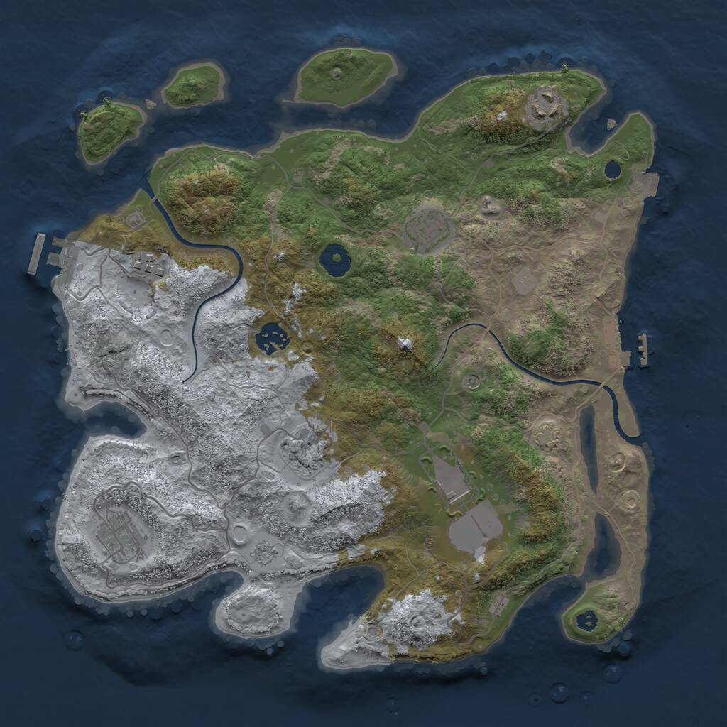 Rust Map: Procedural Map, Size: 3500, Seed: 1075621760, 13 Monuments