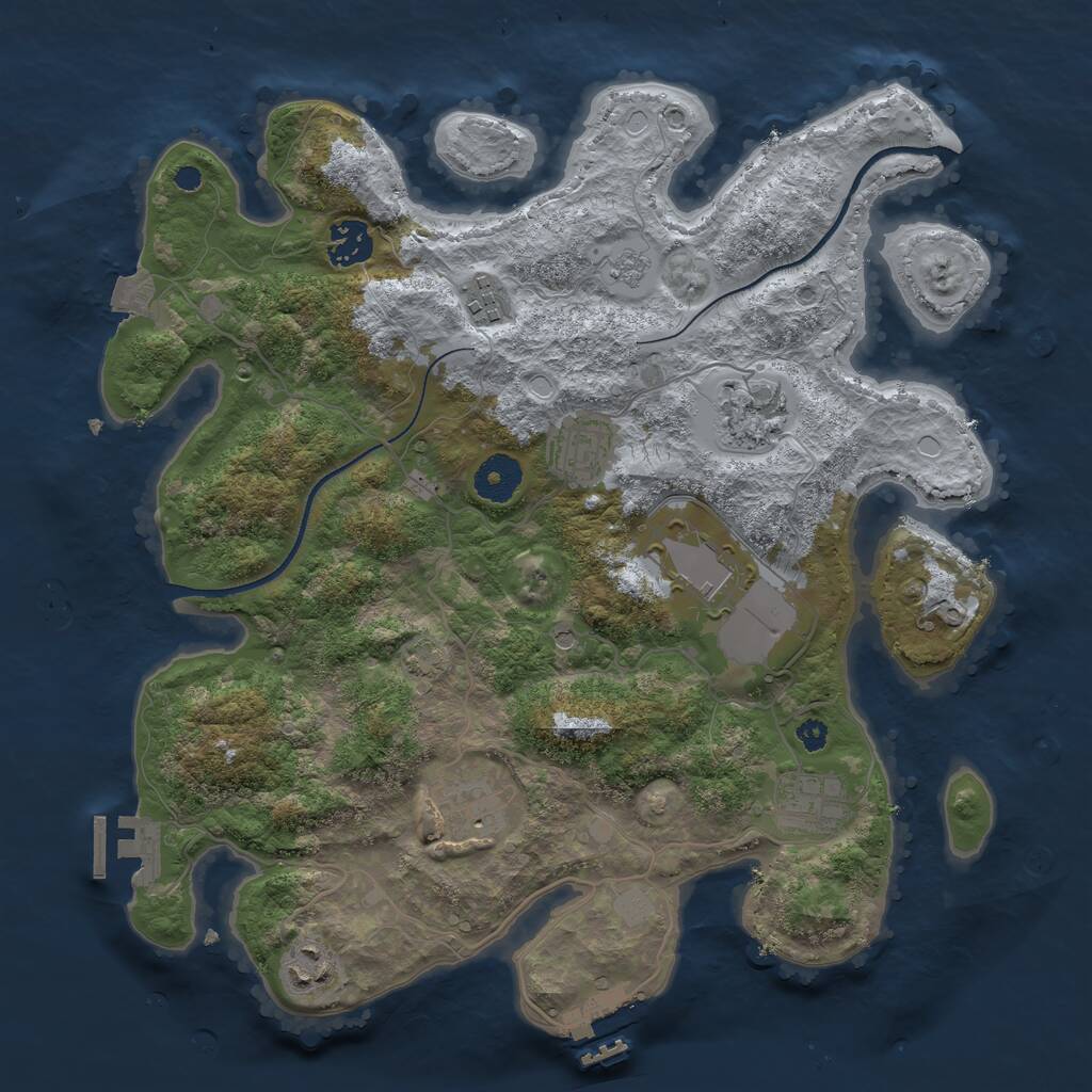 Rust Map: Procedural Map, Size: 3500, Seed: 880950400, 14 Monuments