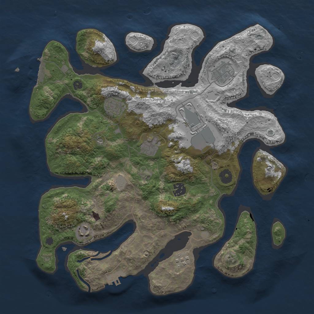 Rust Map: Procedural Map, Size: 3500, Seed: 880950400, 15 Monuments