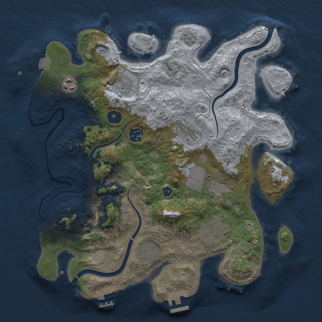 Rust Map: Procedural Map, Size: 3500, Seed: 880950400, 14 Monuments