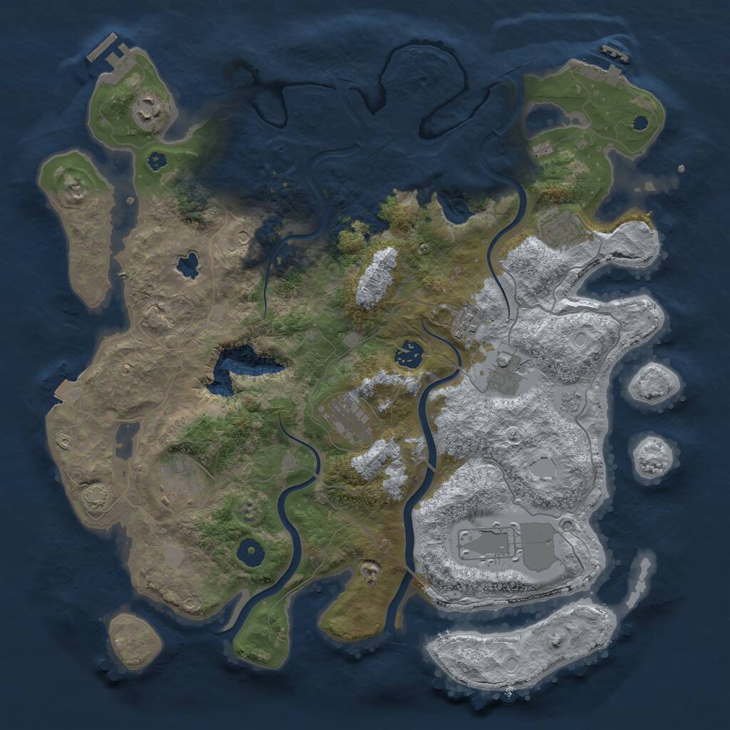 Rust Map: Procedural Map, Size: 4000, Seed: 22334455, 14 Monuments