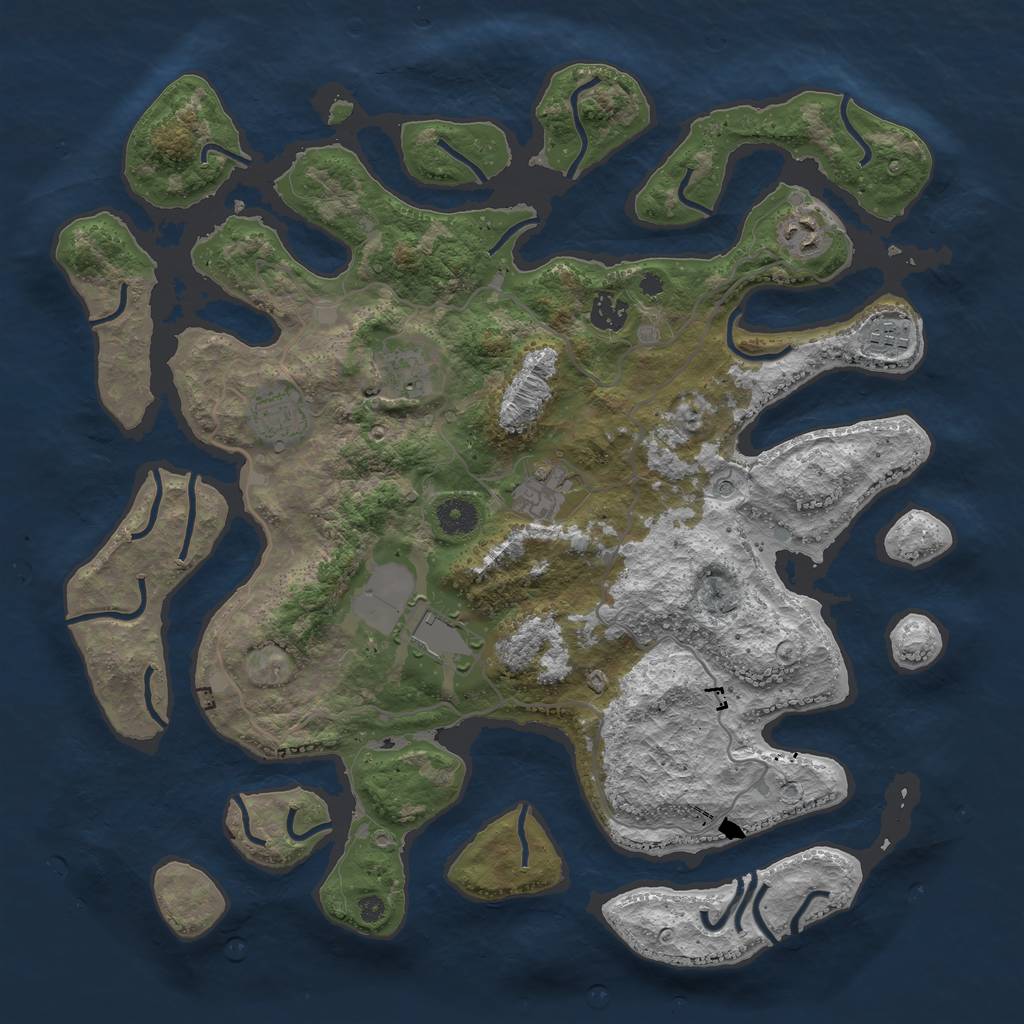 Rust Map: Procedural Map, Size: 4000, Seed: 22334455, 10 Monuments