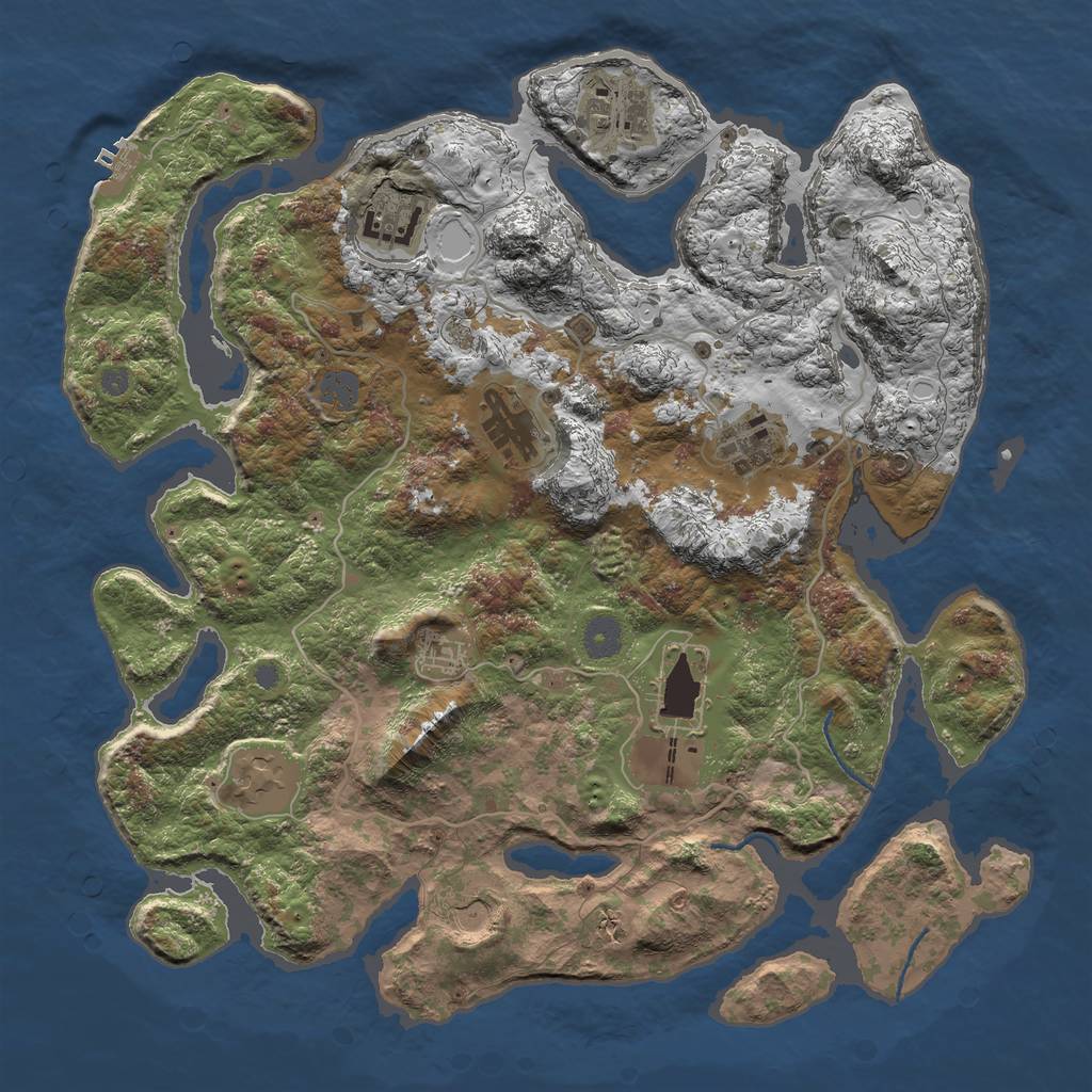 Rust Map: Procedural Map, Size: 4000, Seed: 100108366, 14 Monuments