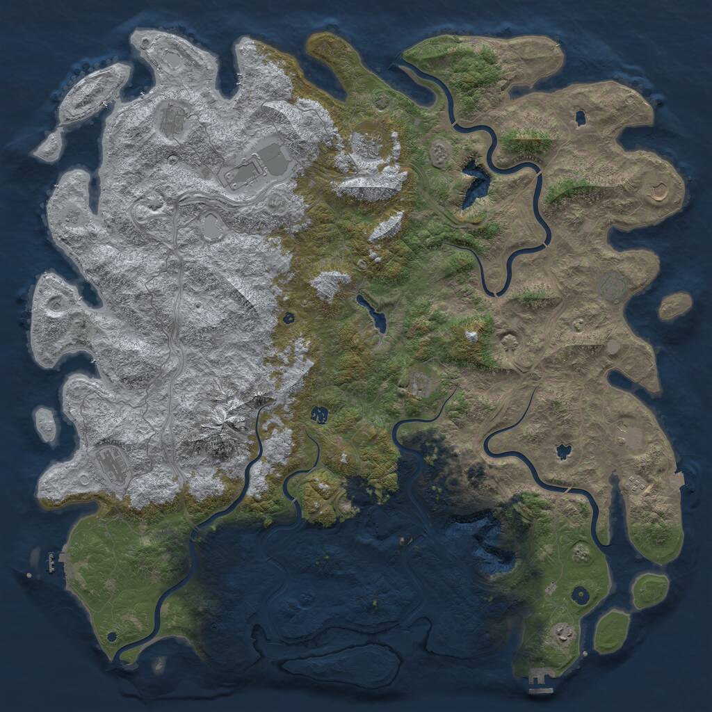 Rust Map: Procedural Map, Size: 6000, Seed: 3042021, 17 Monuments