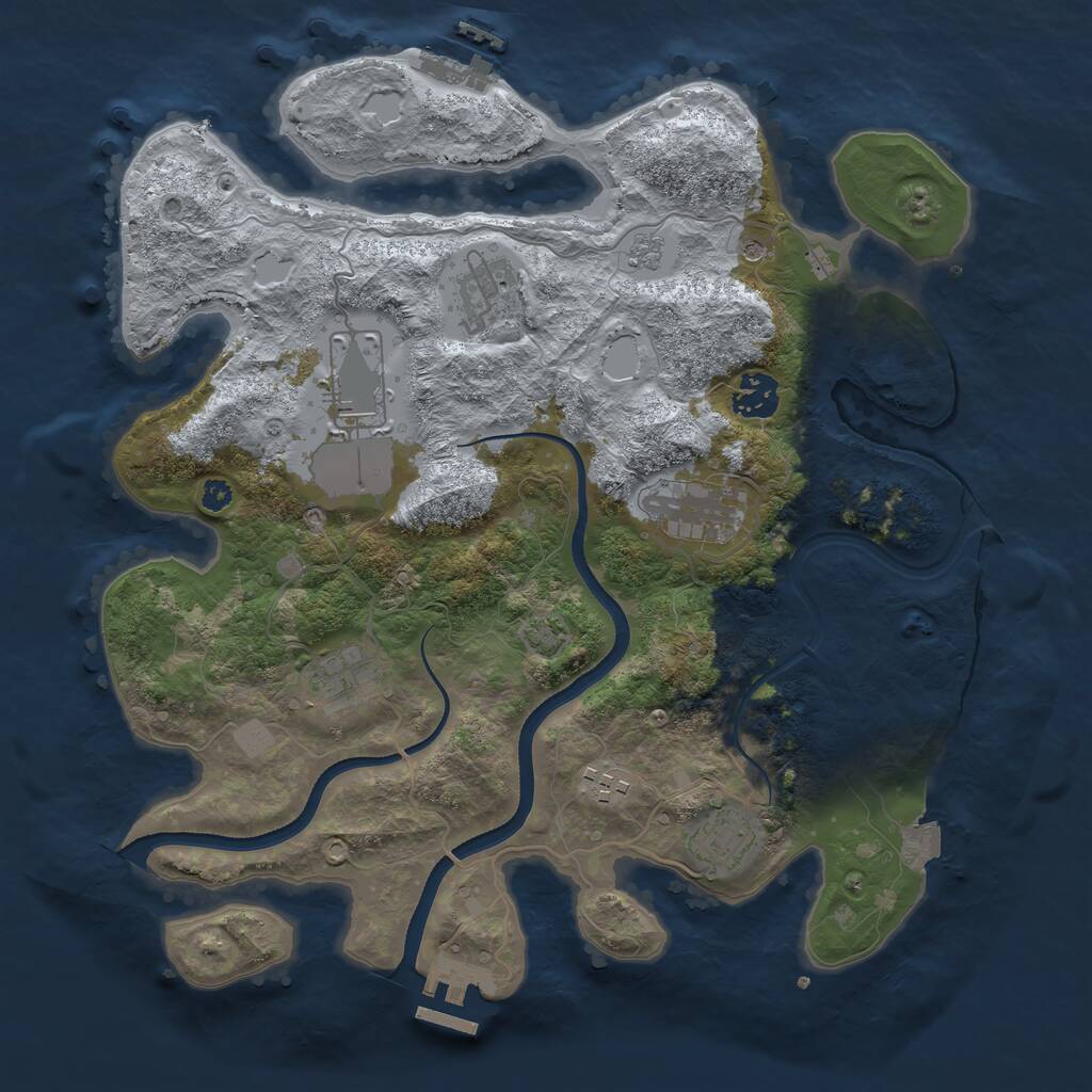 Rust Map: Procedural Map, Size: 3500, Seed: 3655, 13 Monuments