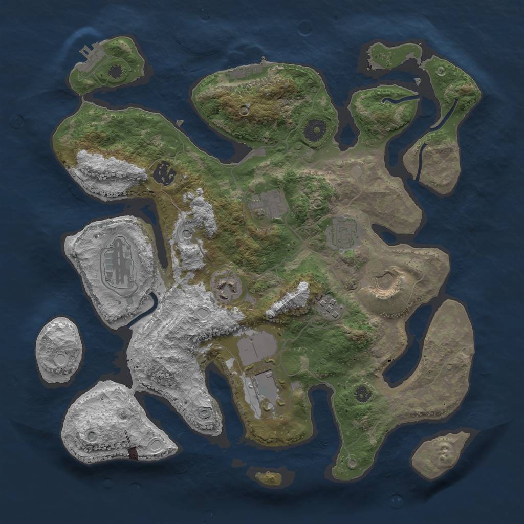 Rust Map: Procedural Map, Size: 3500, Seed: 382077136, 19 Monuments