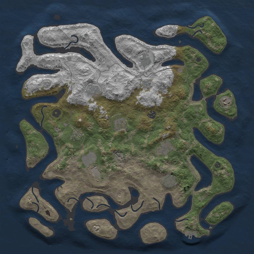 Rust Map: Procedural Map, Size: 4500, Seed: 622712600, 14 Monuments