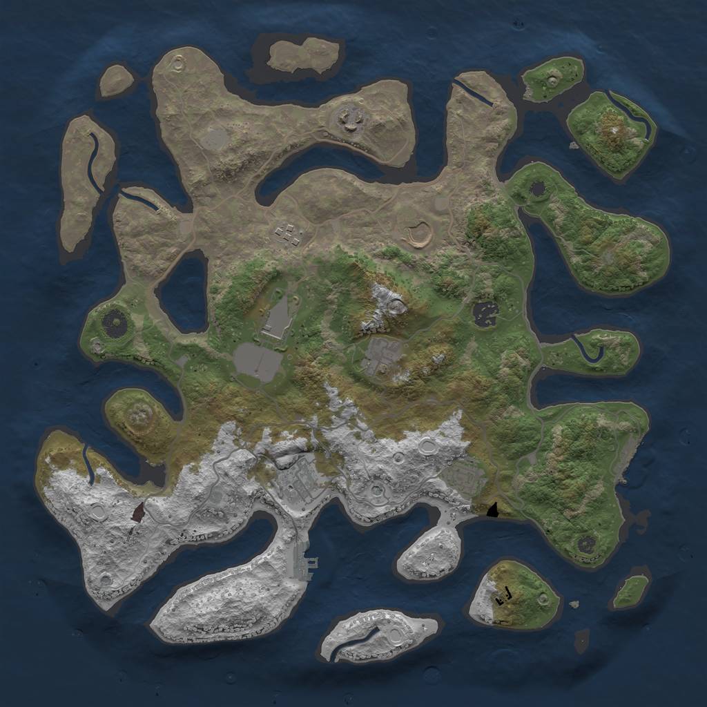 Rust Map: Procedural Map, Size: 4000, Seed: 313131313, 16 Monuments