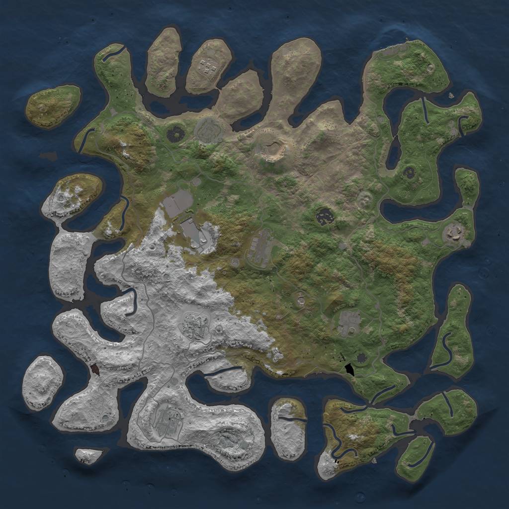 Rust Map: Procedural Map, Size: 4500, Seed: 1728363962, 14 Monuments