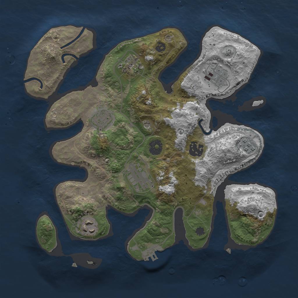 Rust Map: Procedural Map, Size: 3000, Seed: 87675, 11 Monuments