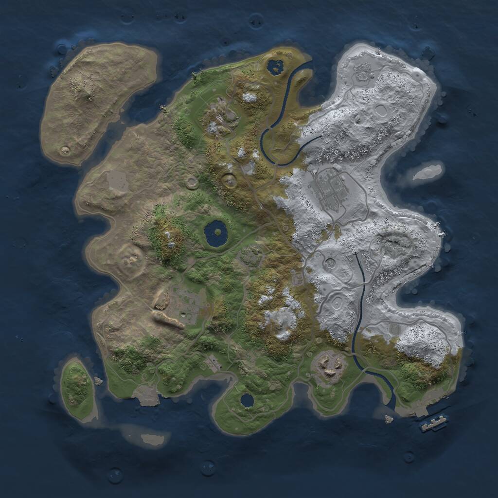 Rust Map: Procedural Map, Size: 3000, Seed: 87675, 9 Monuments