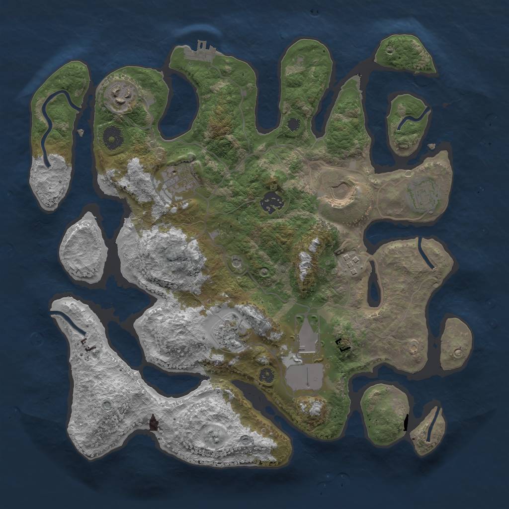 Rust Map: Procedural Map, Size: 3513, Seed: 684638, 12 Monuments