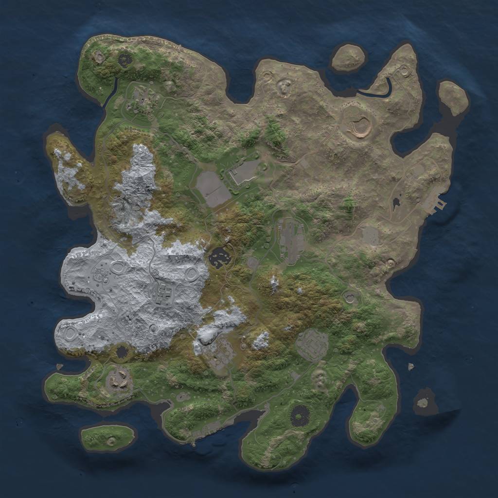 Rust Map: Procedural Map, Size: 3600, Seed: 270965199, 18 Monuments