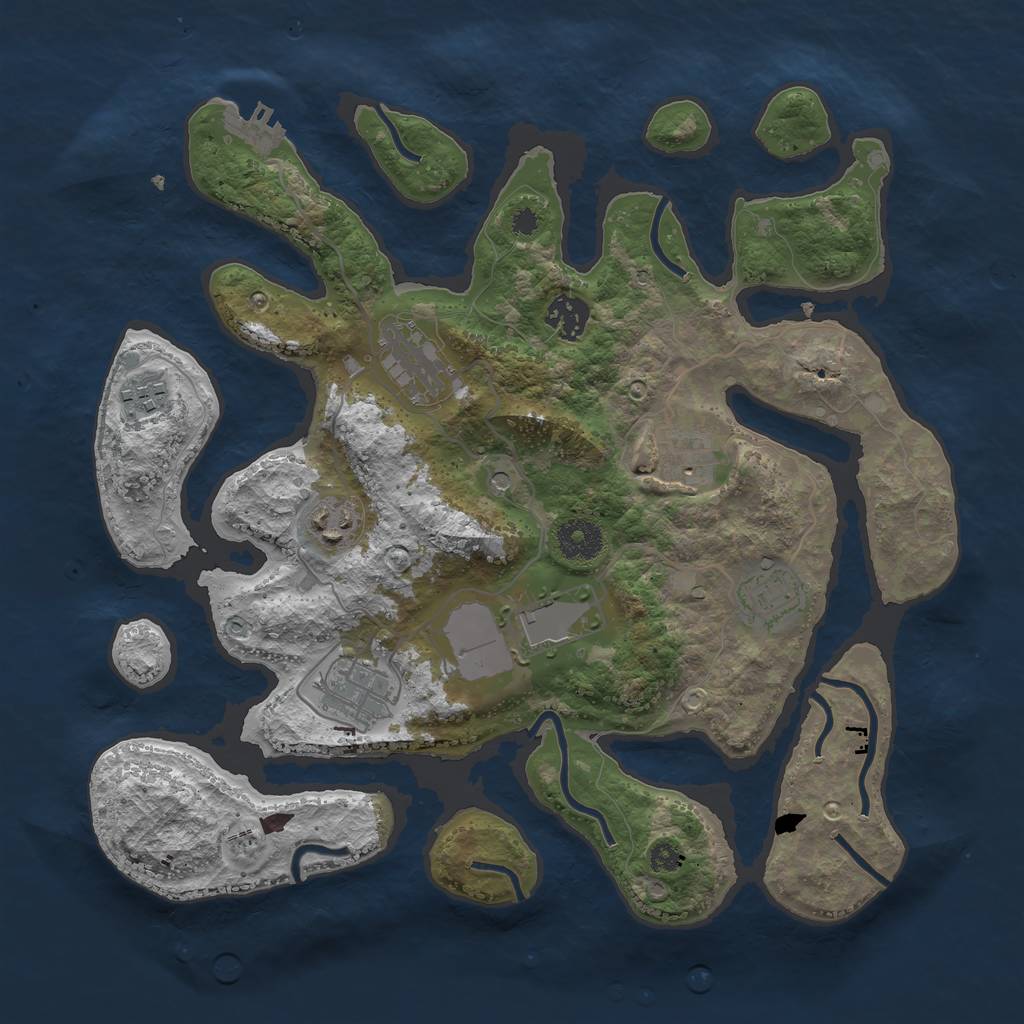 Rust Map: Procedural Map, Size: 3500, Seed: 309012589, 12 Monuments