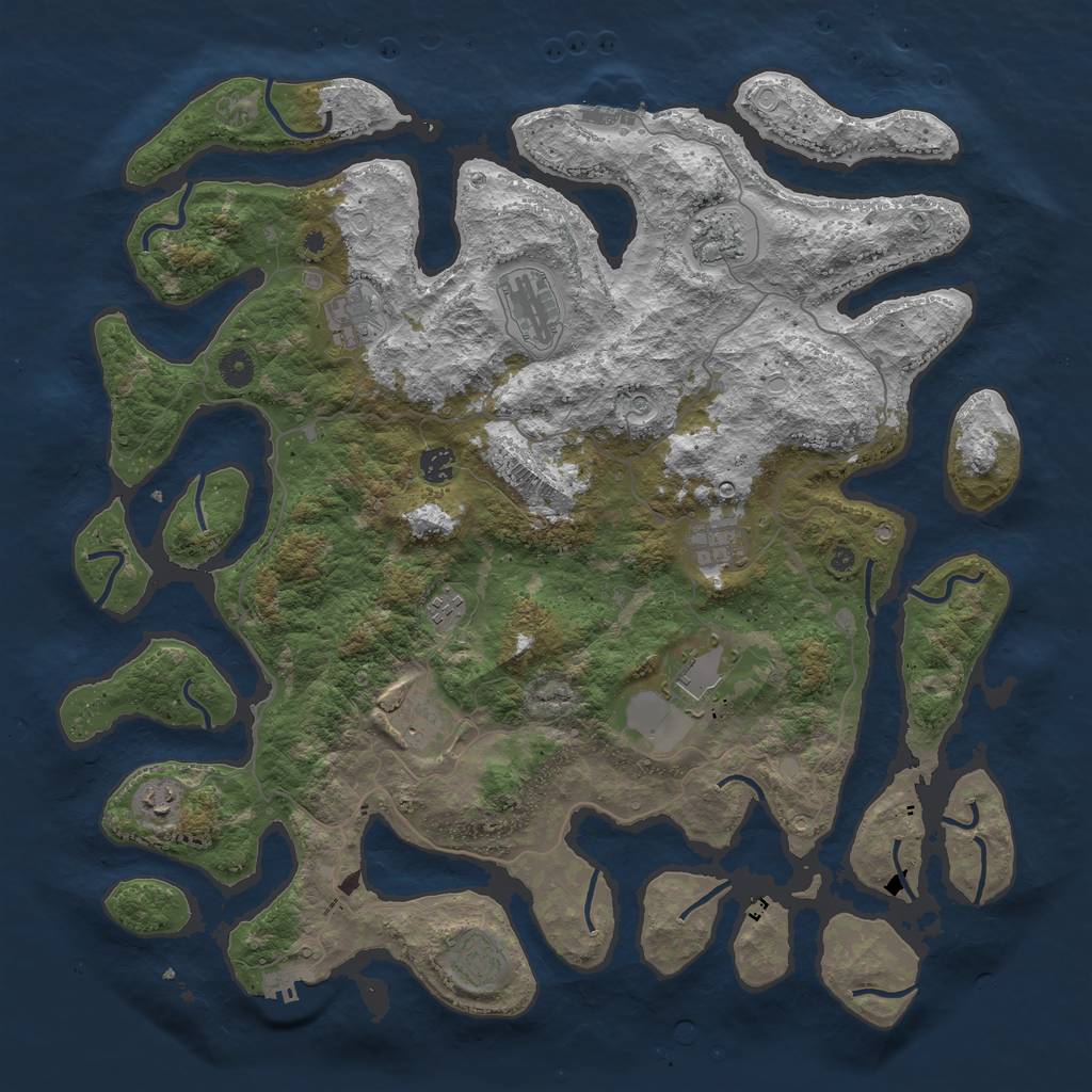 Rust Map: Procedural Map, Size: 4500, Seed: 1332946867, 18 Monuments