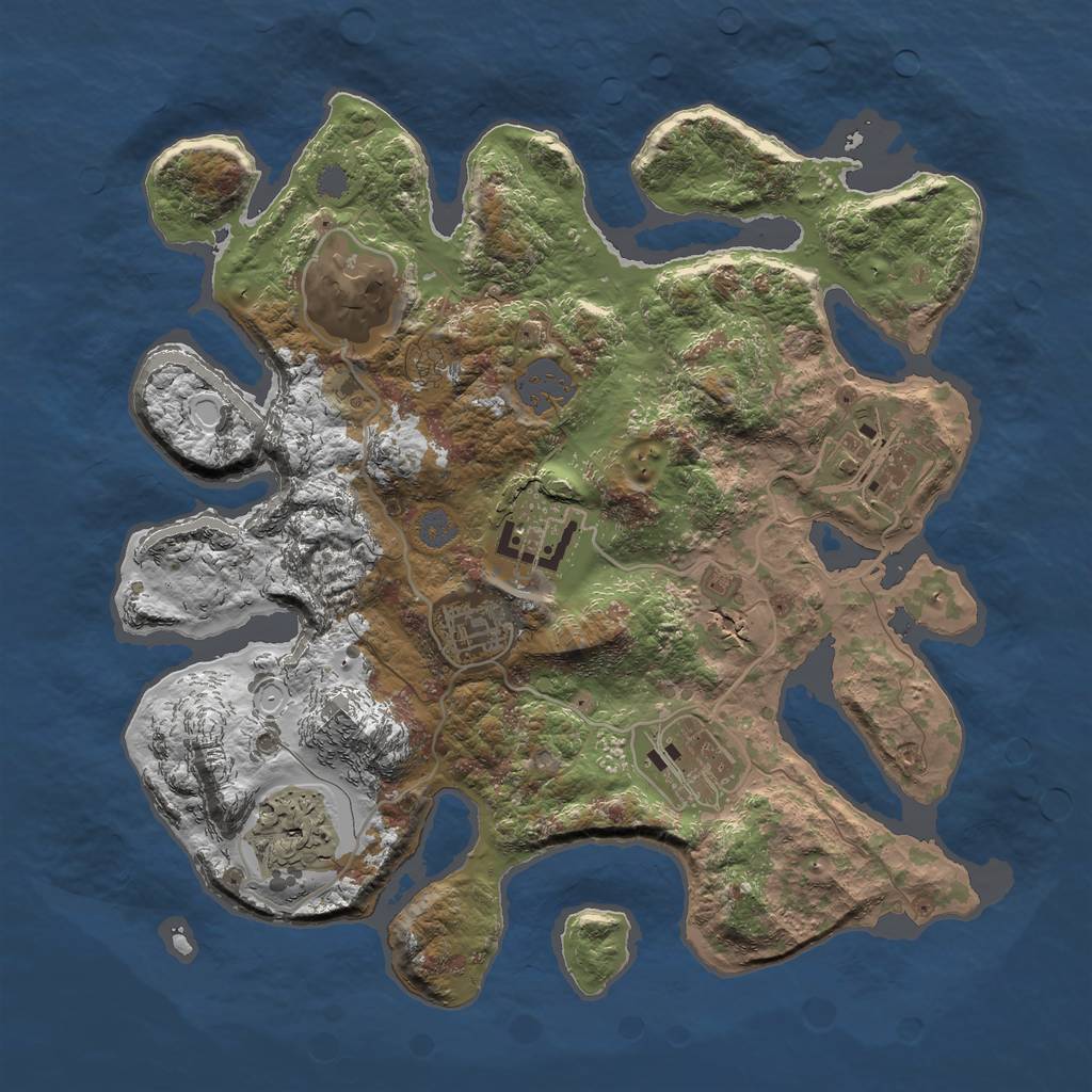 Rust Map: Procedural Map, Size: 3000, Seed: 1623731581, 11 Monuments